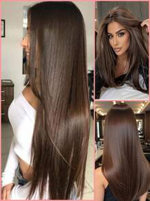 SMART&MATCH 8Pcs Dark Brown Clip In Hair Extensions With 1 Pc Clip In Hair Extensions Remy Human Hair Clip In Extensions Natural Black Straight Virgin Human Hair Extensions Double Weft Hair Weaves - S2 - View 2