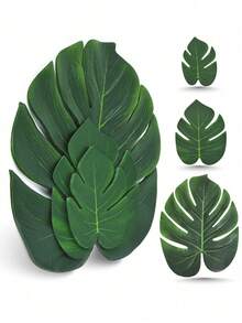 50pcs-Tropical Party Decorations Supplies Tropical Palm Leaves Hibiscus Flowers Simulation Artificial Leaf For Hawaiian Luau Party Jungle Beach Theme BBQ Birthday Table Decor,Artificial Palm Leaves For Hawaiian Jungle Themed Party - Multicolor - View 4