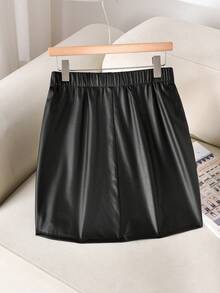 CosyJoli Shorts y falda de pana elegantes y casuales de talla grande - Negro - Ver 2