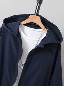 1 pieza Chaqueta negra de moda para adolescentes, de tela suave y cómoda, diseño elegante y versátil, adecuada para exteriores, deportes, escuela y diversas ocasiones