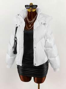 Amplova Women's White Winter Puffer Jacket With Belt,Elegant Casual Hooded Solid Color Long Sleeve Jacket For Thanksgiving,New Year Occasion Clothes - Multicolor - View 10
