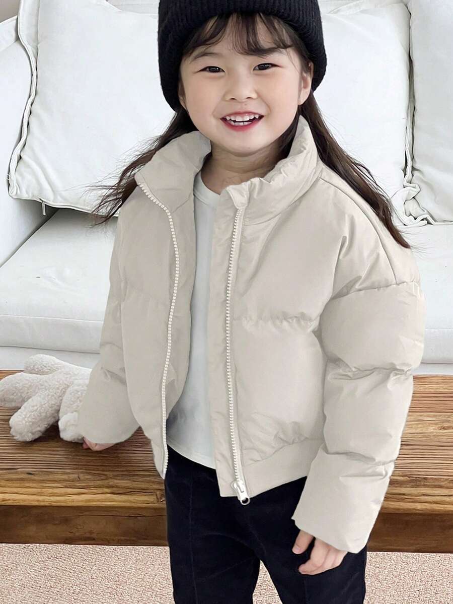 Dazy Kids Girls Solid Color Jacket, Young Girl Fall Clothes - Beige - View 1