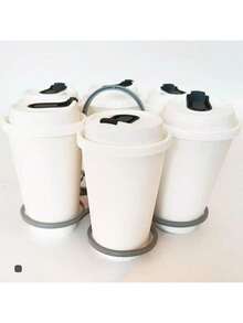 1个可折叠旋转便携式派对酒杯/咖啡杯塑料支架，可容纳6个杯子，创意饮料托架 - 彩色 - 查看 4