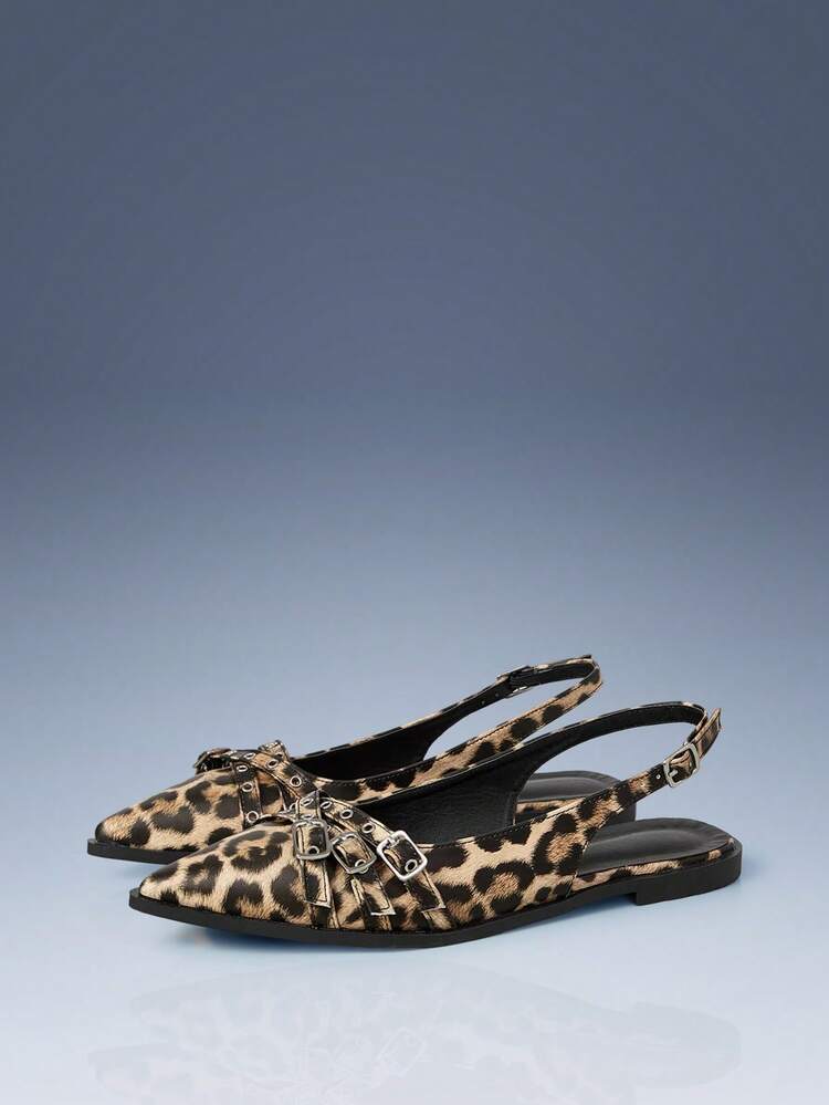 CUCCOO GRLICON Women's Leopard Print Flat Loafers, Y2K Punk Style Motorcycle Inspired, Suitable For Halloween, Christmas, Party Outfits