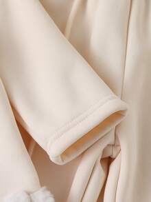 SHEIN Baby Girls' Casual Cute Rabbit Embroidery Fuzzy Hem Round Neck Long Sleeve Knit Top And Flare Leg Pants Set, Autumn/Winter - Beige - View 6