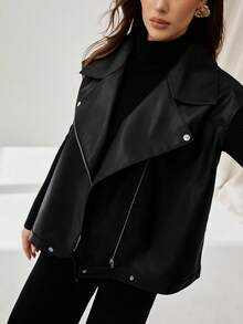 Auralis 大码女式秋冬时尚休闲宽松舒适日常基本款百搭红色 PU 皮背心夹克、秋季外套、休闲女装、女式秋季服装、女式西装、返校装、Y2k 服装、街头服饰、女式冬季夹克