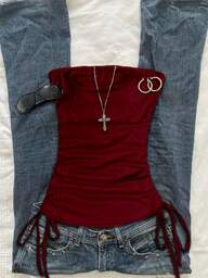 Attitoon Damski swobodny, skrócony top typu tuba ze ściągaczem i wiązaniem z przodu