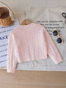 1 件女童经典粗针织套头衫，V 领修身长袖常规厚度针织上衣，带有黑色骏马刺绣装饰，舒适百搭，适合春秋季节、日常休闲穿着或户外活动