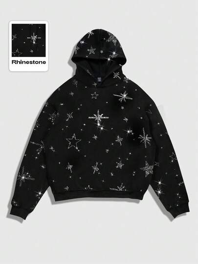 Street Life Men's Rhinestone Embellished Star Hoodie Sweatshirt, Autumn/Winter