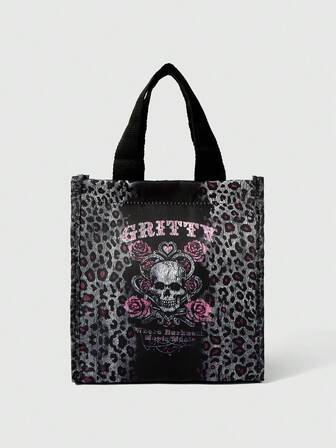 Goth 1 Stück Leopard Muster modische Lunchbox Tasche mit großer Kapazität