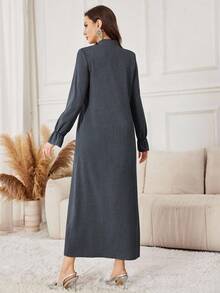 Yasmyna Purple Casual Loose Zip-Up Abaya For Women, Suitable For Autumn/Winter Outings