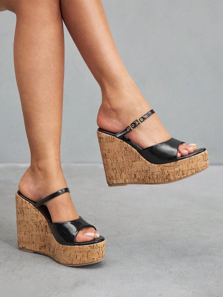 CUCCOO SZL Sandalias de mujer con tira y punta abierta, tacón de plataforma y cuña, impermeables, con decoración de rhinestones, transpirables, sandalias de tacón alto casual para fiestas de verano
