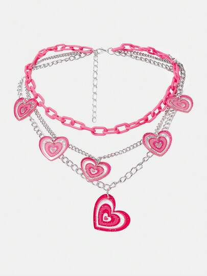 Y2Kool Collar multicapa con colgante con forma de corazón - Día de los Enamorados