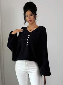 SHEIN Elenzya pull vintage style Stockholm, graphique pour femmes. Élégant et polyvalent pour des occasions décontractées, professionnelles ou de fête. Convient pour l'automne/l'hiver - Noir - Voir 6