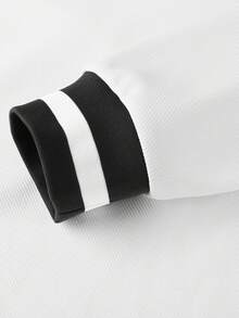 Manfinity Campus Court 男士休闲宽松V领卫衣 Y2K街头风长袖上衣 - 白色 - 查看 7