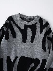 SHEIN X Jwoww Sparklyn 少女鬆身圓領毛衣 - 灰色 - 查看 4