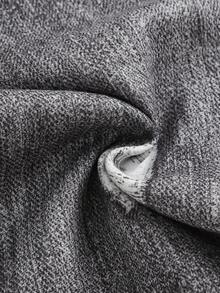 SHEIN Girlism 青少年女孩休闲街头风格修身不对称下摆长袖上衣和宽松阔腿牛仔印花涂鸦裤两件套，返校季，甜美酷炫女孩，时尚个性 - 黑色 - 查看 5