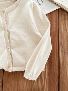 Blossori Young Girls Fitted Round Neck Cardigans, Autumn/Winter - Apricot - View 6