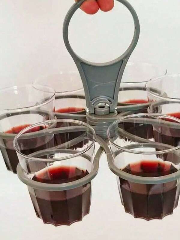 1 Pc Foldable Rotatable Portable Party Wine Cup/Coffee Cup Plastic Holder Stand, Holds 6 Cups, Creative Drink Carrier
