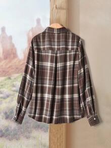 Rusticease Women's Casual Waist Cinched Long Sleeve Button-Up Shirt, Suitable For Autumn/Winter, Back To School, Embroidered Small Logo Christmas Winter - Multicolor - View 2