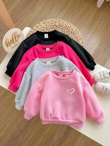 SHEIN 4件套女婴可爱纯色保暖长袖运动衫，秋冬 - 彩色 - 查看 6