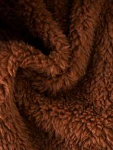 SHEIN Toddler Girls' Sweet Ditsy Floral Hooded Thick Casual Minimalist Jacket, Autumn/Winter - Apricot - View 3