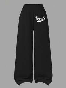 Sparklyn 2pcs/Set Girls Casual Fashion Street Style Numeric & English Letter Star Pattern V-Neck Loose Long Sleeve Top And Wide Leg Sweatpants Sports Suit, Daily Wear - Multicolor - View 6