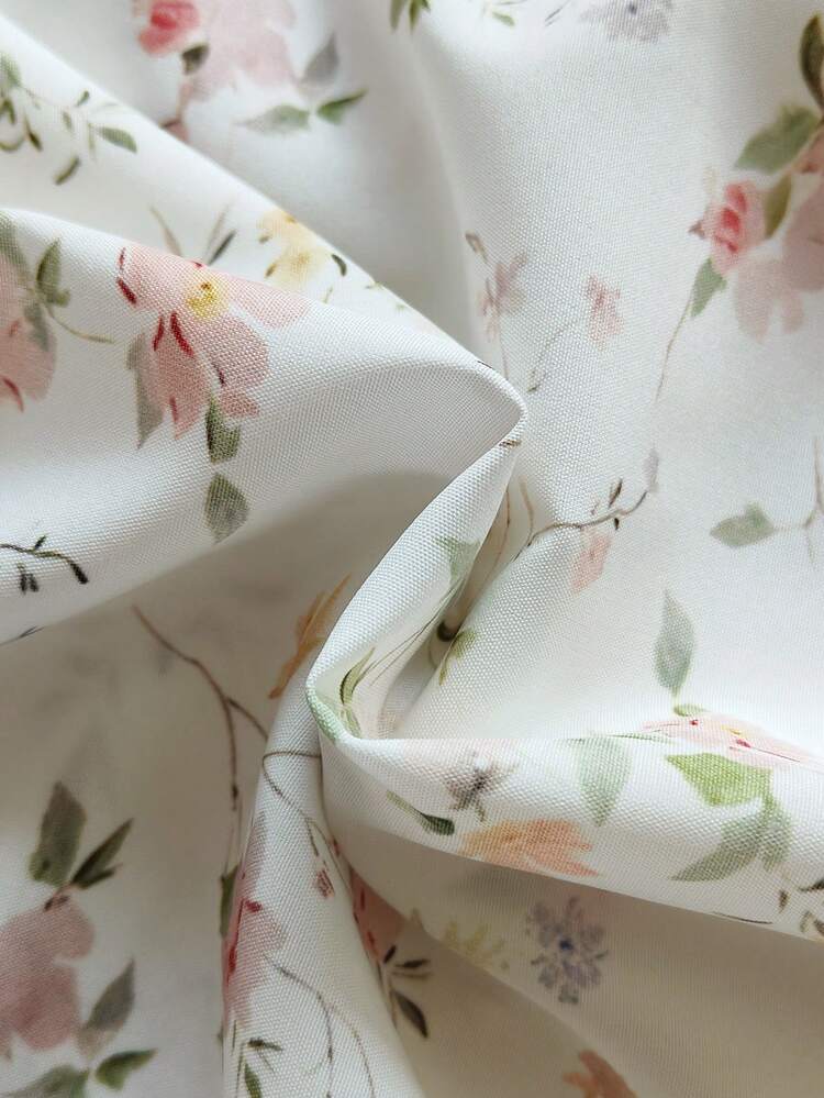 SHEIN Vintaside Kids 女孩碎花连衣裙 + 开衫套装，花卉装饰配饰，时尚百搭，适合春秋季日常穿着 - 彩色 - 查看 7