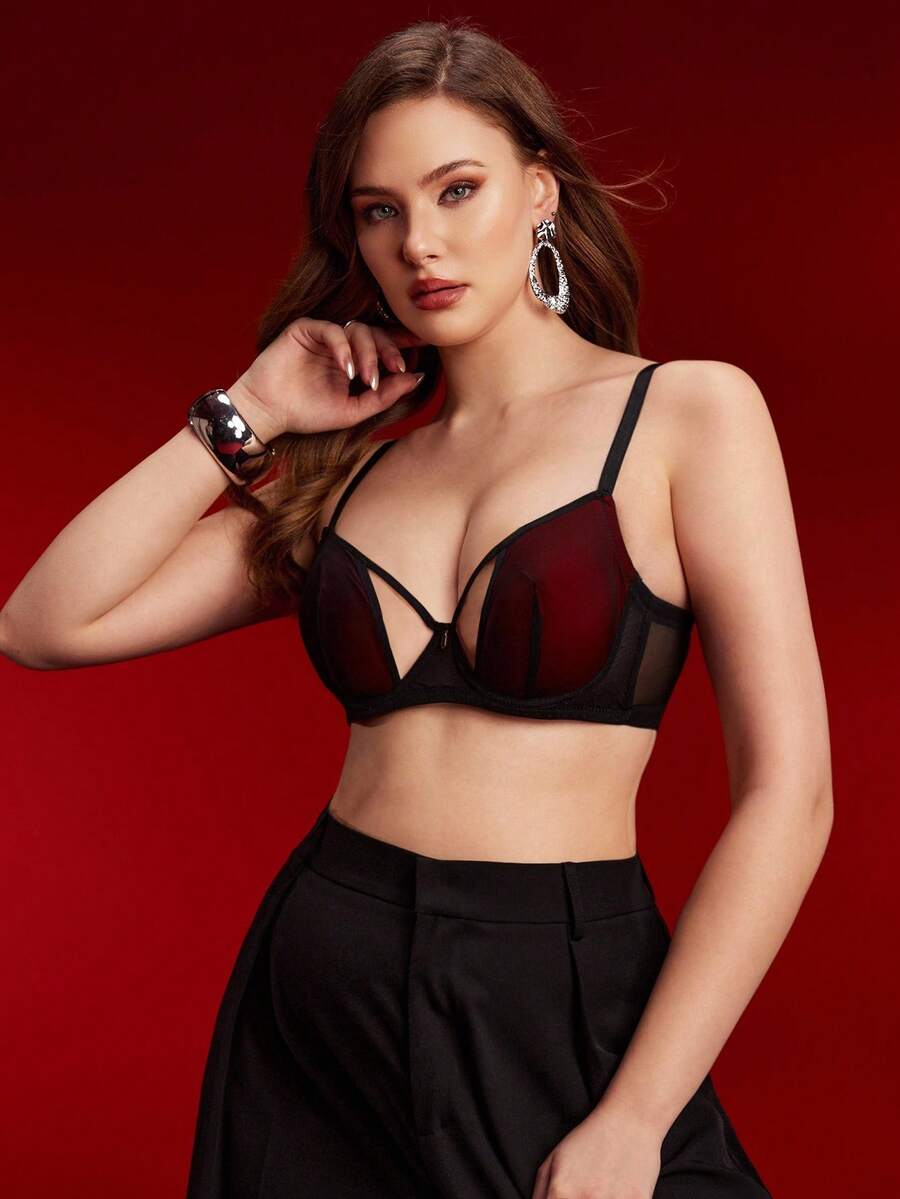 EmpressEnvy 1pc Sexy Smooth Wine Red Underwire Push-Up Bra For Women - Red - View 1