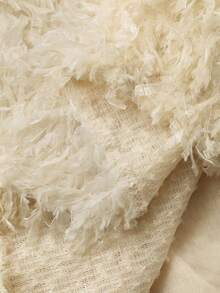 FRIFUL 女士纯色杏色圆领长袖蓬松宽松休闲套头卫衣，秋冬款 - 杏色 - 查看 9