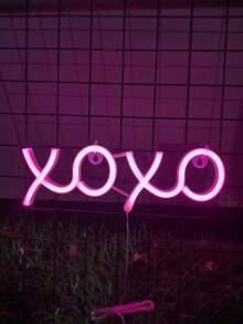 1 件粉色 XOXO LED 霓虹灯，电池/USB 供电壁挂装饰，卧室派对用品，适合节日、酒吧、卧室装饰、节日派对、情人节礼物 - 均碼 - 查看 5