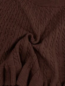 GlowEve Saia suéter feminina de outono, nova cor sólida, corda, estampa floral, design clássico, casual, feminina, versátil, bainha solta, malha