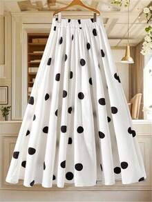GlowEve 女式单排扣波尔卡圆点印花优雅时尚A字裙 - 彩色 - 查看 2