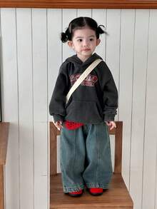 DAZY 女童韩版英文字母印花连帽长袖卫衣