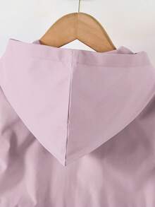 SHEIN Elladie kids 1 件年轻女孩纯色休闲连帽夹克，腰部设计，适合秋冬季穿着，适用于学校、户外活动、家庭聚会，提供温暖和舒适。 - 淡紫色 - 查看 5