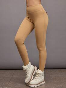 Activina Women's Casual Tummy Control Stirrup Leggings, Autumn/Winter - Brown - View 4