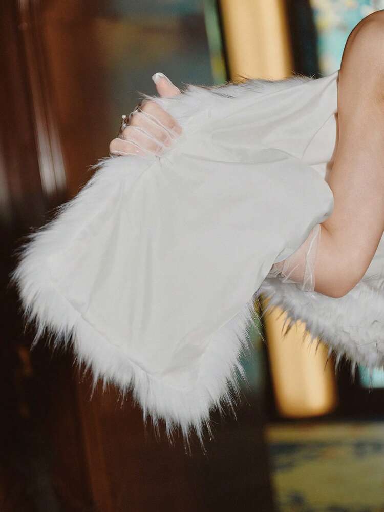 Women's Elegant Faux Fur Shawl, Suitable For Party Occasions, Autumn/Winter