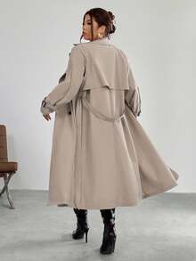 Firerie 优雅收腰A字长袖风衣外套，秋冬 - 卡其色 - 查看 2