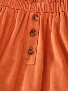 Set Baju Sweatshirt Bergambar dan Rok Kancing Pinggang Elastis untuk Remaja Perempuan - Jeruk - View 5