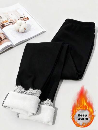 Modelyn 女式黑色保暖弹力紧身裤