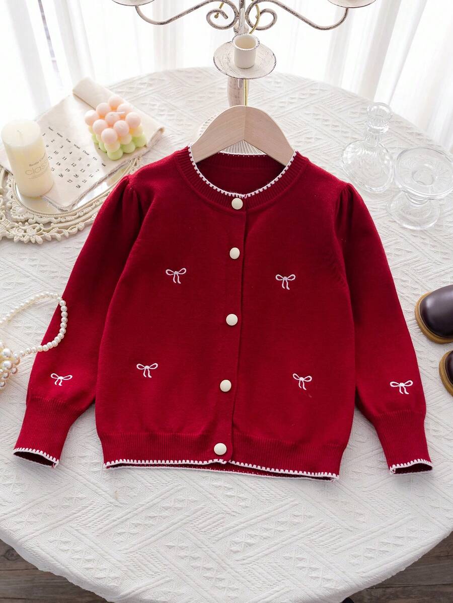 Genkimix Kids 年轻女孩可爱彼得潘领针织开衫毛衣外套，长袖