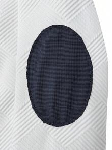 Manfinity Homme 男士撞色半拉链连帽抽绳休闲压花运动衫套装 - 白色 - 查看 4