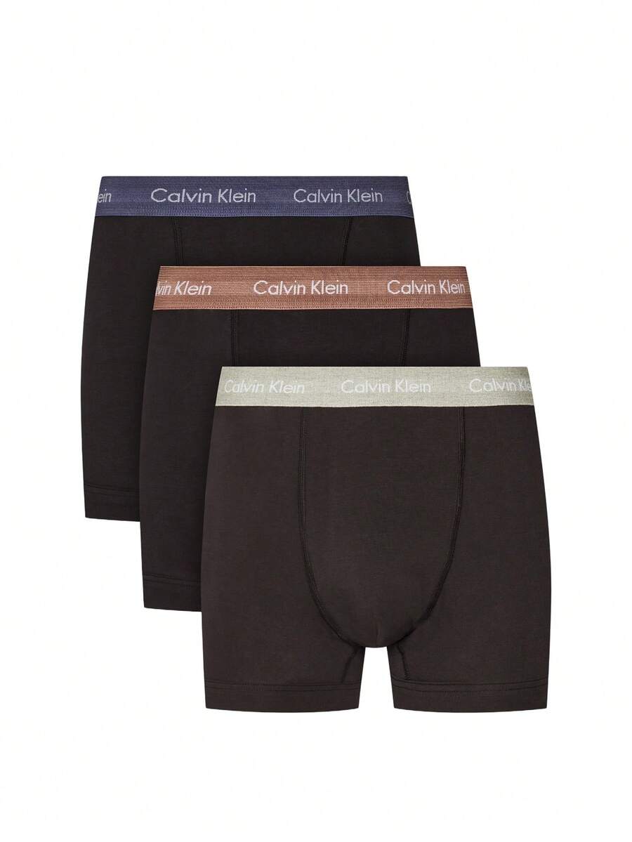Calvin Klein 3 Pack Men's Boxers - Olive Green, Brown, Navy - View 1