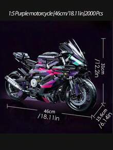 比例摩托车积木，摩托车建筑积木，组装模型玩具（所有链接图片均为成品效果展示，收到后需自行组装），装饰，摩托车爱好者配件，适合作为生日、圣诞节、万圣节、感恩节、新年、派对礼物 - 彩色 - 查看 12