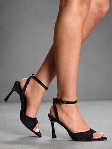 CUCCOO SZL Women's Elegant Suede Ankle Strap High Heel Sandals, Versatile For Commute, Date, Party, Vacation And More