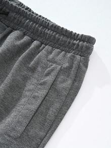 Manfinity Homme 男士抽绳松紧腰斜口袋运动裤纯色外出基本款爸爸和我运动裤