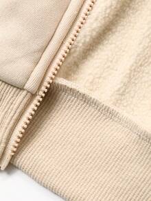 DAZY 男童字母印花拉链卫衣，秋冬季休闲长袖卫衣 - 卡其色 - 查看 10