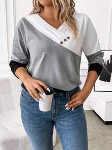 EMERY ROSE Áo thun họa tiết nút bấm nhiều màu sắc dành cho nữ - Nhiều màu - Xem 4