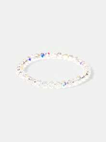 Y2Kool 1pc Women's Simple & Fashionable Artificial Crystal Delicate Luxury Charm Beaded Bracelet, Sweet Korean Style - White - View 4