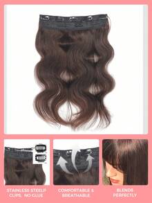 SMART&MATCH 1Pc Body Wave Chocolate Brown Clip In Hair Extensions With 8 Pcs Clip In Hair Extensions Virgin Human Hair Clip In Natural Black Wavy Double Weft Hair Weaves - S2 - View 4